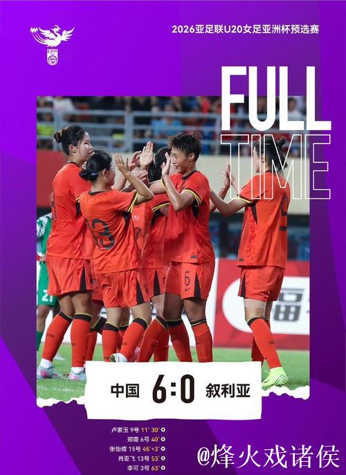 U20女足亚洲杯预选赛：中国队首战6:0战胜叙利亚