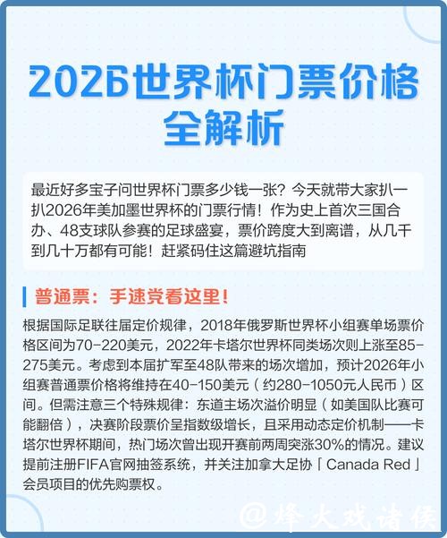 2026年美加墨世界杯门票价格预测分析